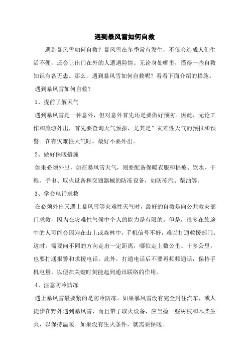 遇到暴风雪如何自救