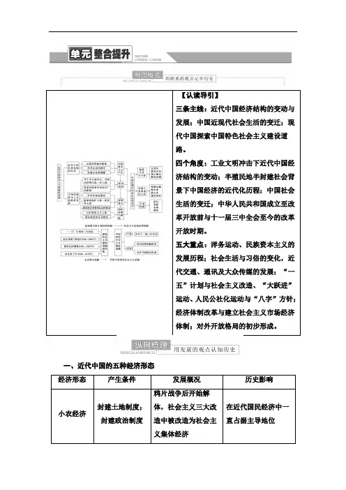2022版新高考人教版历史：模块2 第8单元 近现代中国的经济发展和社会生活的变迁 单元整合提升