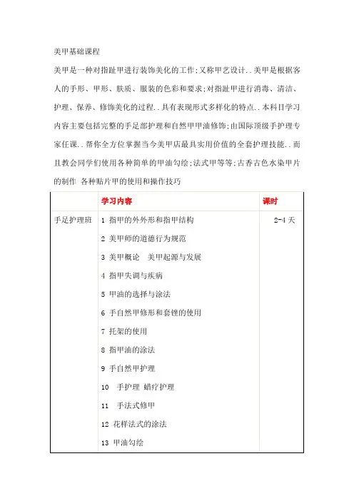 美甲的基础课程