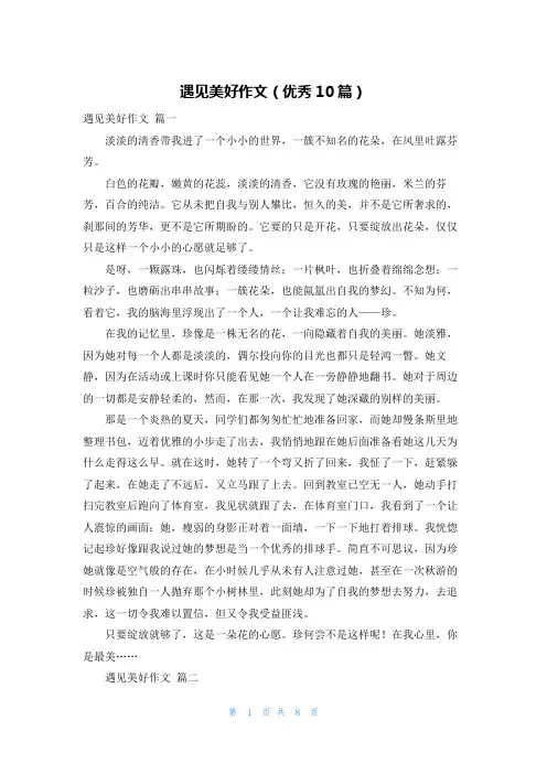 遇见美好作文(优秀10篇)
