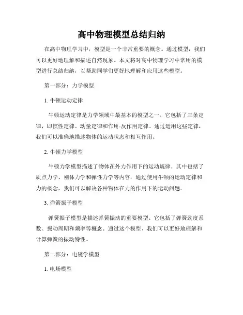 高中物理模型总结归纳