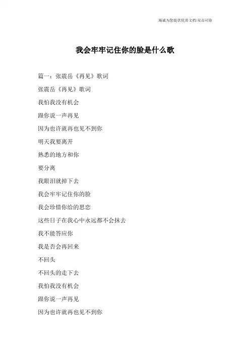 我会牢牢记住你的脸是什么歌