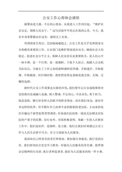 公安工作心得体会感悟