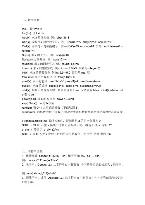 Pascal常用字符串函数