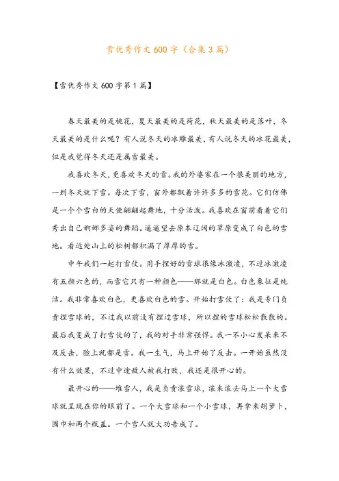 雪优秀作文600字(合集3篇)