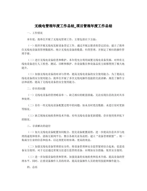 无线电管理年度工作总结_项目管理年度工作总结