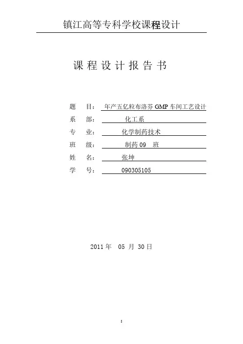 年产五亿粒布洛芬GMP车间工艺设计(DOC)