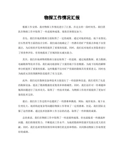 物探工作情况汇报
