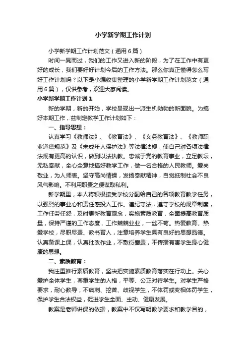 小学新学期工作计划
