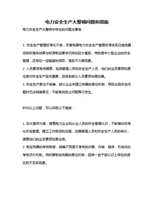 电力安全生产大整顿问题和措施