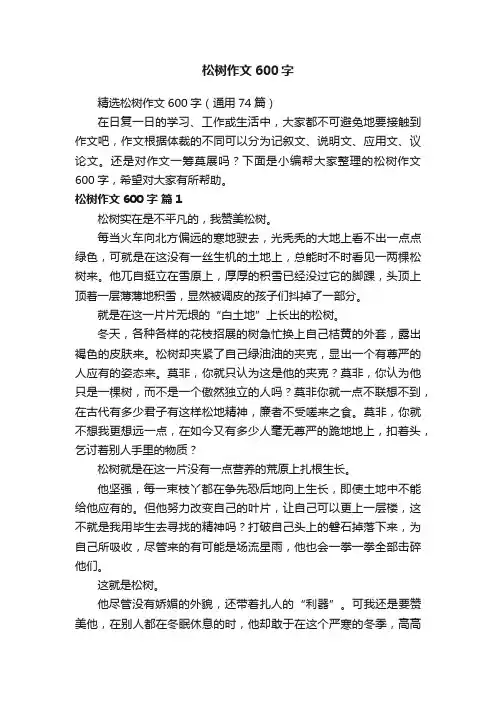 精选松树作文600字（通用74篇）