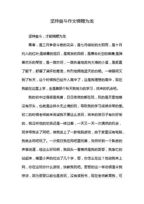 坚持奋斗作文锦鲤为龙