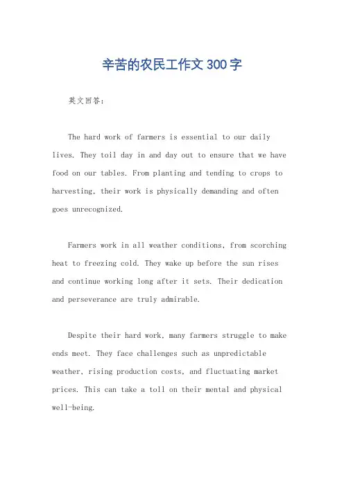 辛苦的农民工作文300字