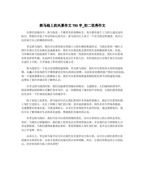 斑马线上的风景作文793字_初二优秀作文