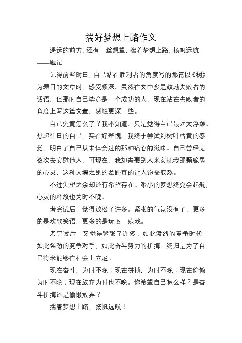揣好梦想上路作文