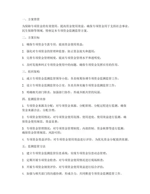 专项资金监测监管方案