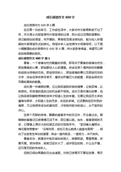 成长感悟作文600字