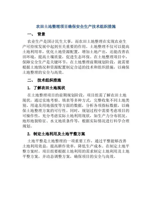 农田土地整理项目确保安全生产技术组织措施
