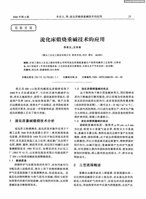 流化床煅烧重碱技术的应用