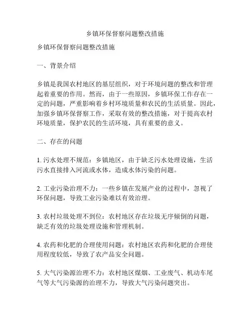 乡镇环保督察问题整改措施