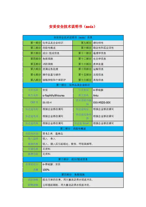 安妥安全技术说明书(msds)