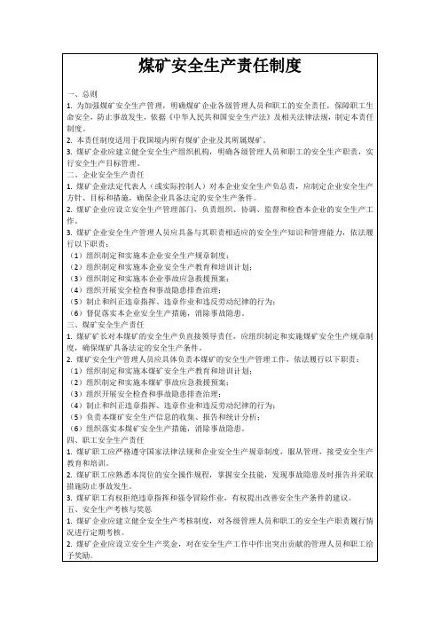 煤矿安全生产责任制度
