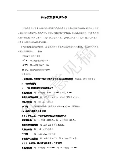 微生物限度标准