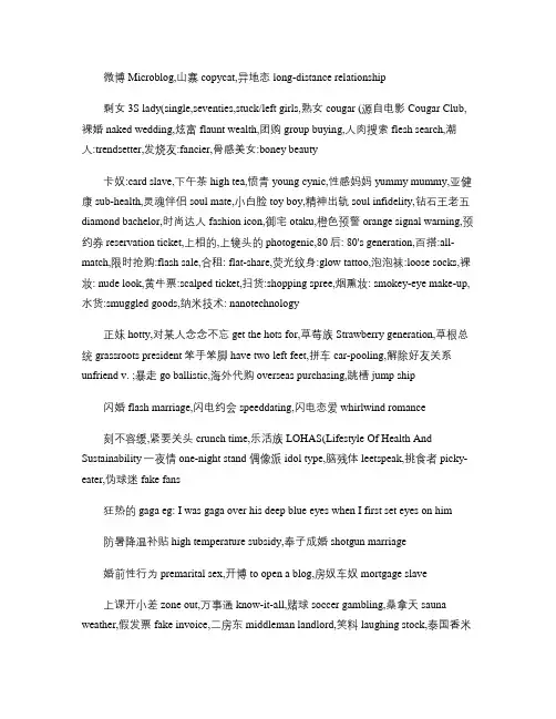 网络流行语的英语翻译.
