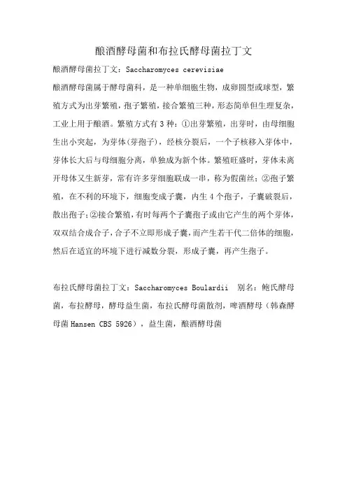酿酒酵母菌和布拉氏酵母菌拉丁文