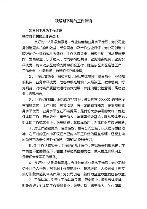 领导对下属的工作评语