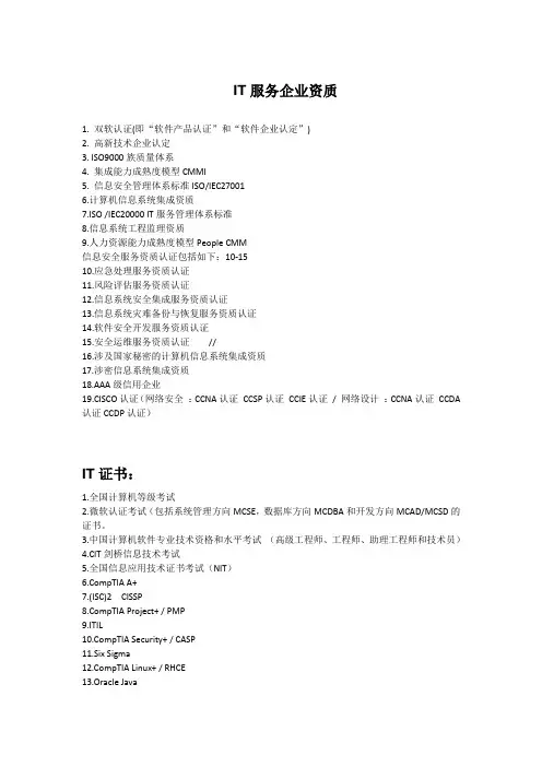 IT认证种类