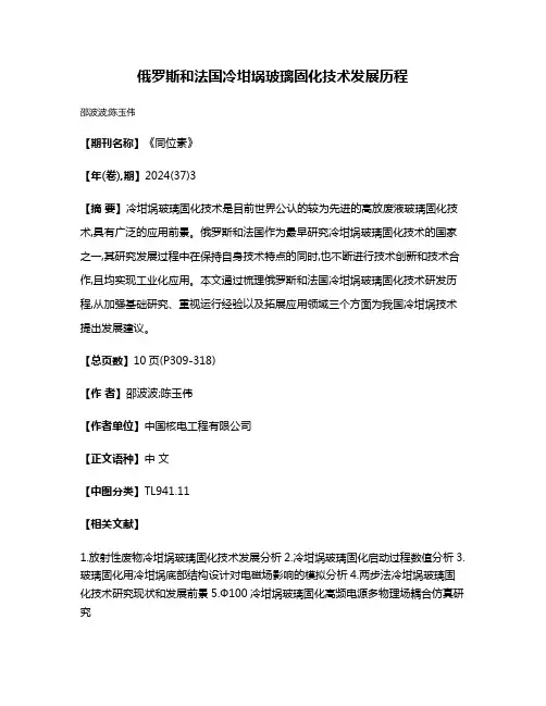 俄罗斯和法国冷坩埚玻璃固化技术发展历程