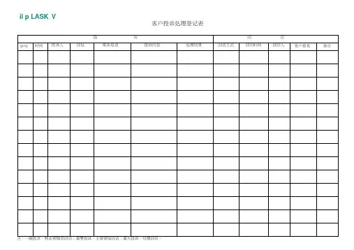客户投诉处理登记表
