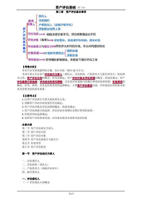 资产评估师资格全国统一考试《资产评估基础》第三章考点讲义整理版