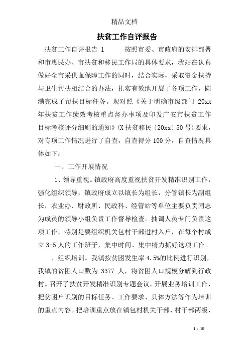 扶贫工作自评报告