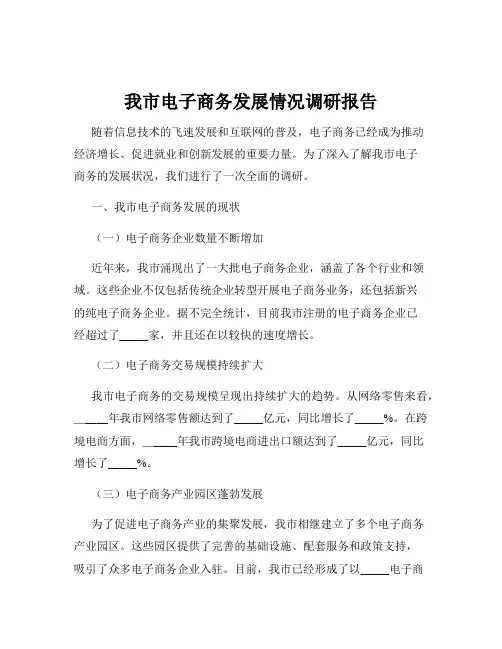 我市电子商务发展情况调研报告