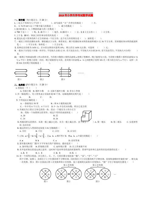 2019年小学升学考试数学试题