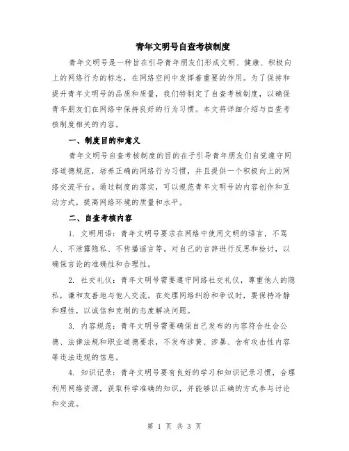 青年文明号自查考核制度