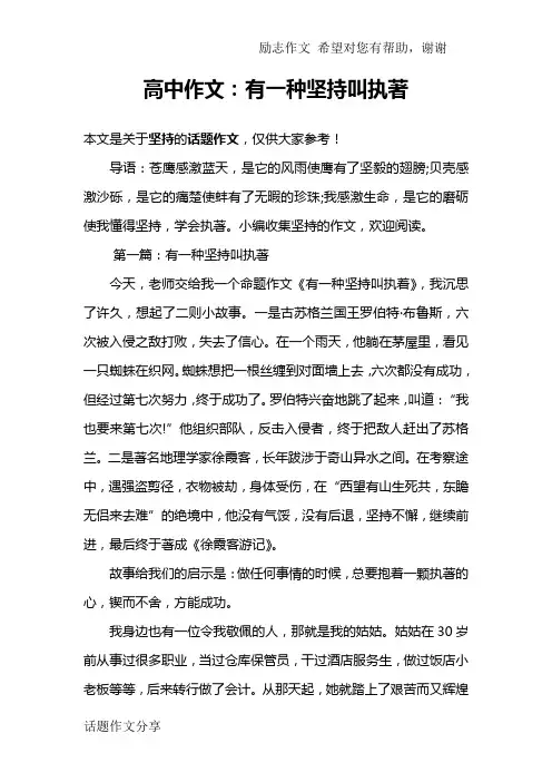高中作文：有一种坚持叫执著
