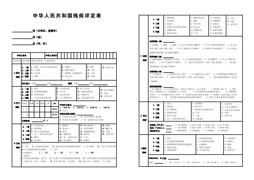 中华人民共和国残疾人证申请表A3正背面
