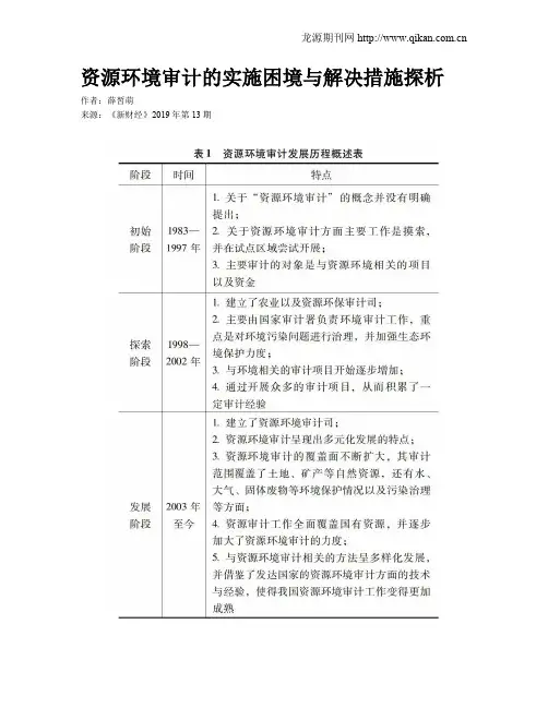 资源环境审计的实施困境与解决措施探析