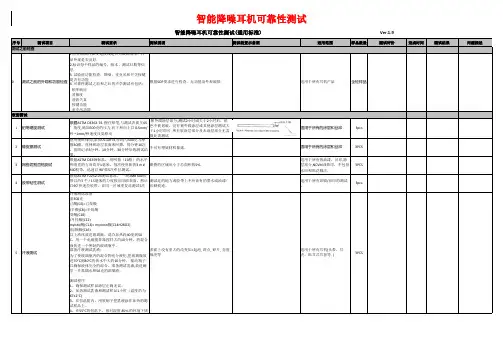 智能降噪耳机可靠性测试标准