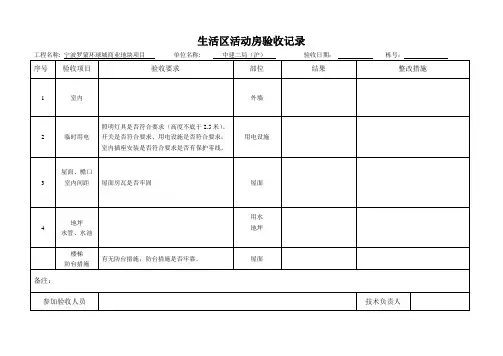 生活区活动房验收记录