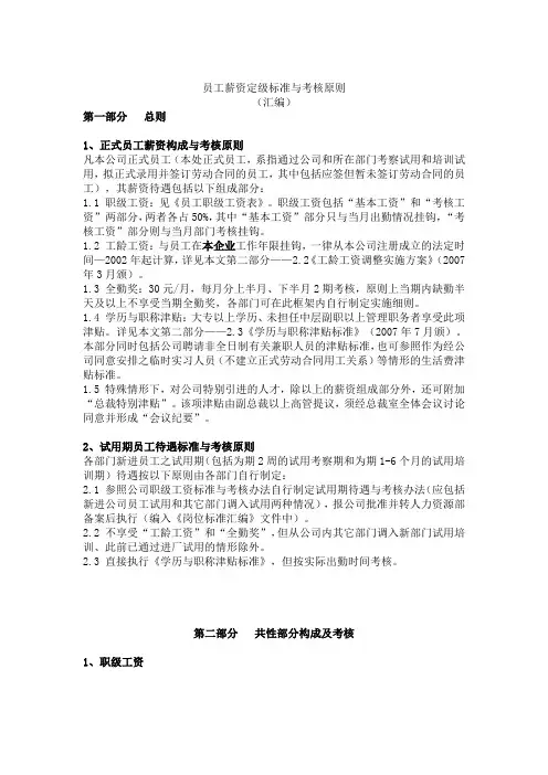 精 品[精品]00员工薪资定级标准与考核原则