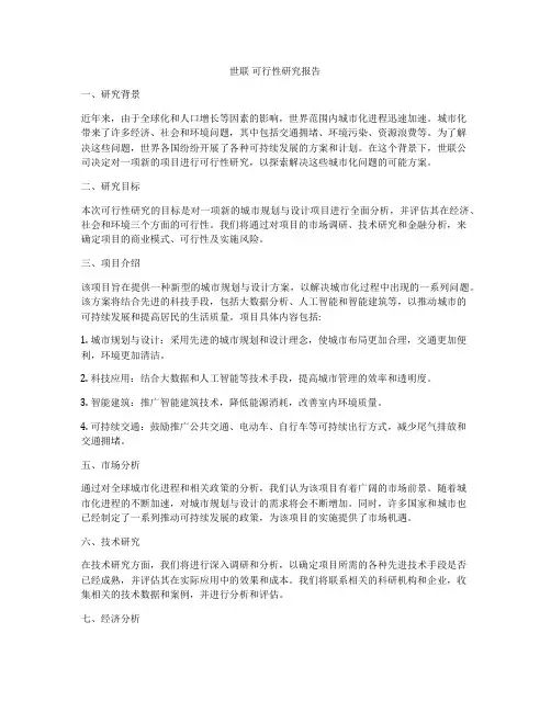 世联 可行性研究报告