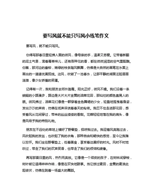 要写风就不能只写风小练笔作文