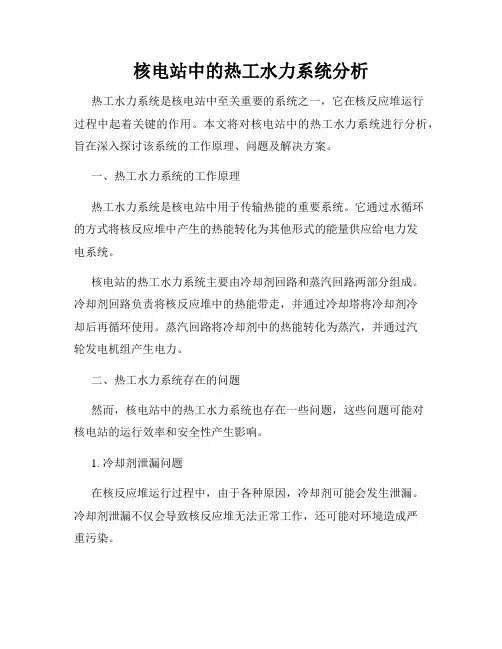 核电站中的热工水力系统分析
