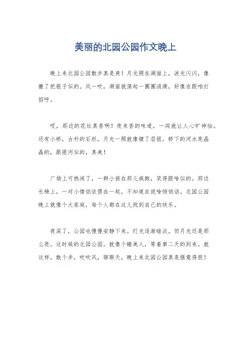 美丽的北园公园作文晚上