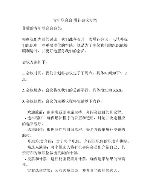 青年联合会 增补会议方案