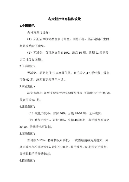 各大米行信用卡停息挂账政策